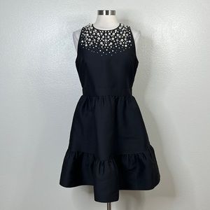 Kate Spade Black Pearl Rhinestoned Fit & Flare Cocktail Dress